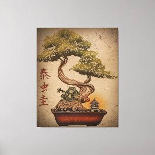 Frog Bonsai Tree Art Design   Animal Lover Gift Canvas Print