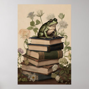 Frog Bookstore Print, Dark Academia Cottagecore Poster