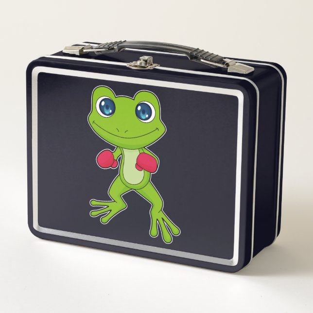 Frog Boxing Boxer Boxing gloves Metal Lunch Box (Front)