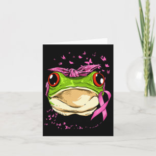 Frog Breast Cancer Awareness Pink Ribbon Cancer Su Card