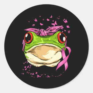 Frog Breast Cancer Awareness Pink Ribbon Cancer Su Classic Round Sticker