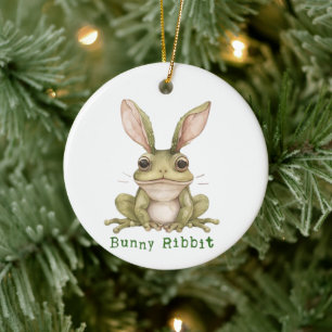 Frog Bunny Rabbit Floppy Ears Toad Funny Easter Ceramic Ornament