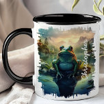 Frog by Mountain Lake Reflection Mug<br><div class="desc">Start your day with the charming Frog by Mountain Lake Reflection Mug. This unique mug features a delightful image of a frog perched by a serene mountain lake, with the tranquil water reflecting the surrounding landscape. Customized with your name, it adds a personal and whimsical touch. Perfect for coffee, tea,...</div>