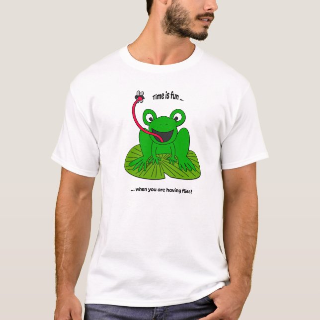 Frog Cartoon Catching Flies T-Shirt (Front)