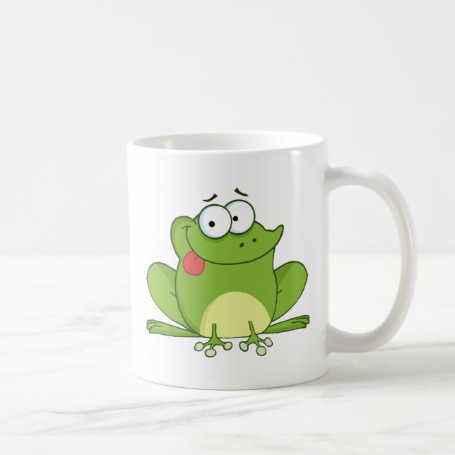Frog Cartoon Character Hanging Its Tongue Out Coffee Mug (Right)