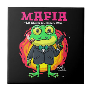 frog cartoon mafia illustration with t-shirt mock  tile