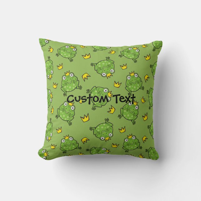 Frog Cartoon Pattern Throw Pillow (Front)
