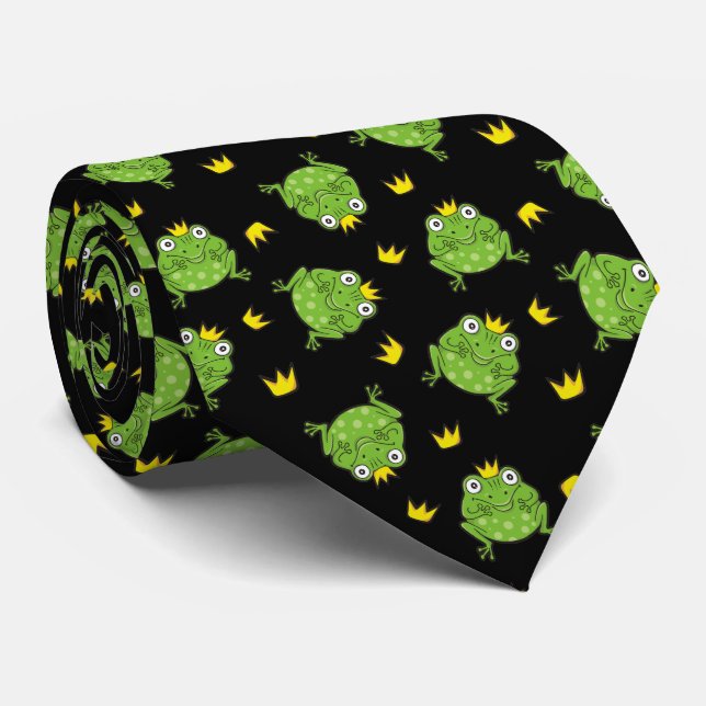Frog Cartoon Pattern Tie (Rolled)