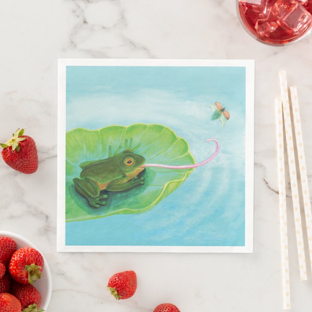Frog Catching Bug Napkin (Insitu)