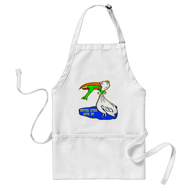 Frog Choking Bird Never Ever Give Up Standard Apron (Front)
