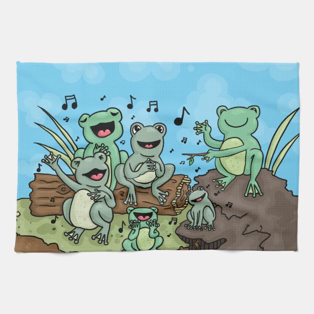 Frog Chorus Kitchen Towel (Horizontal)