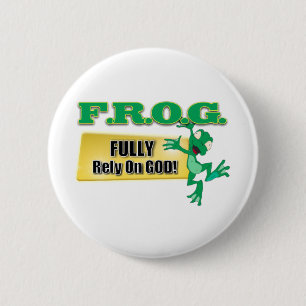 FROG CHRISTIAN ACRONYM FULLY RELY ON GOD 2 INCH ROUND BUTTON