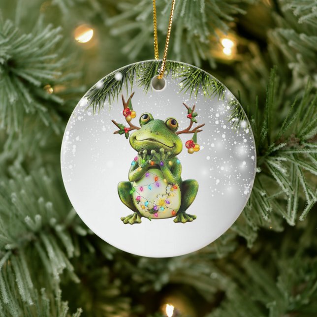 Frog Christmas Gift For Frog Lover Adult Kid  Ceramic Ornament (Tree)