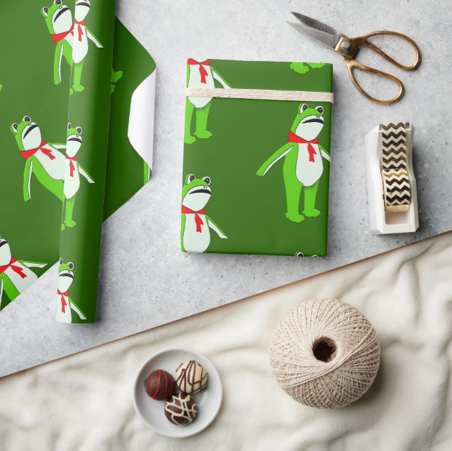 Frog Christmas Holiday Wrapping Paper (Crafts)