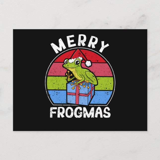 Frog Christmas Pyjamas Santa Hat Postcard (Front)