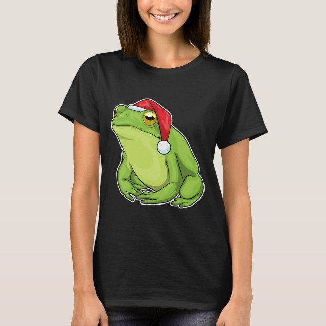 Frog Christmas Santa hat T-Shirt (Front)