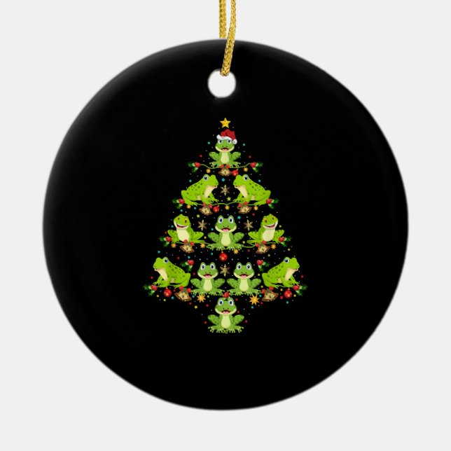 Frog Christmas Tree Gift Funny Christmas Frog Ceramic Ornament (Front)