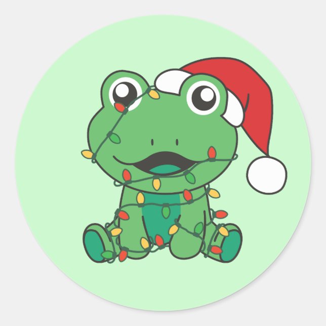Frog Christmas Winter Animals Holiday Frogs Classic Round Sticker (Front)