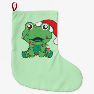 Frog Christmas Winter Animals Holiday Frogs Large Christmas Stocking