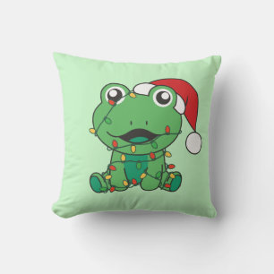 Frog Christmas Winter Animals Holiday Frogs Throw Pillow