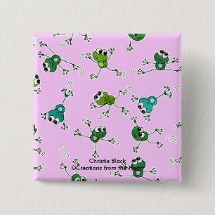 Frog Collage 2 Inch Square Button