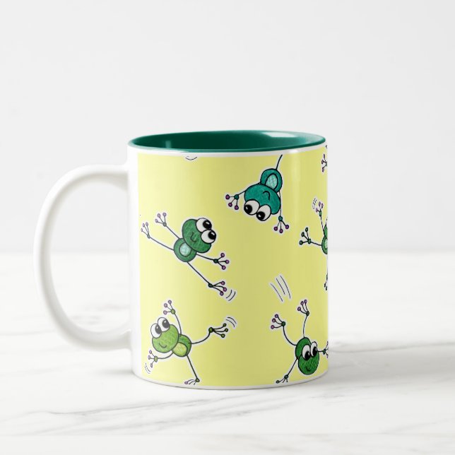 Frog Collage Two-Tone Coffee Mug (Left)
