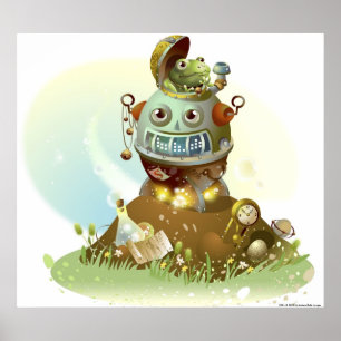 Frog coming out from an UFO Poster