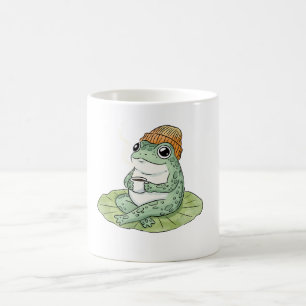 Frog Cottagecore Drinking Coffee Illustration Coffee Mug