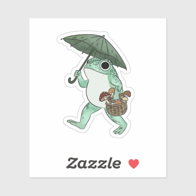  Frog Cottagecore Picking Mushroom Illustration (Sheet)