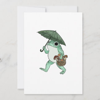 Frog Cottagecore Picking Mushroom Illustration Invitation
