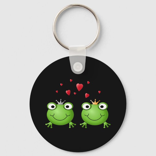 Frog Couple with hearts. Keychain (Front)