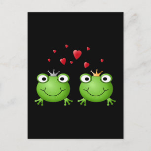 Frog Couple with hearts. Postcard