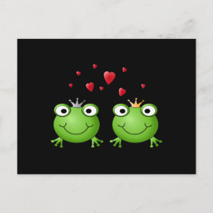 Frog Couple with hearts. Postcard