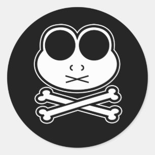 Frog Cross Bone  Classic Round Sticker