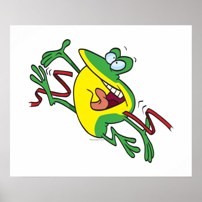 frog crossing finish line cartoon poster (Front)