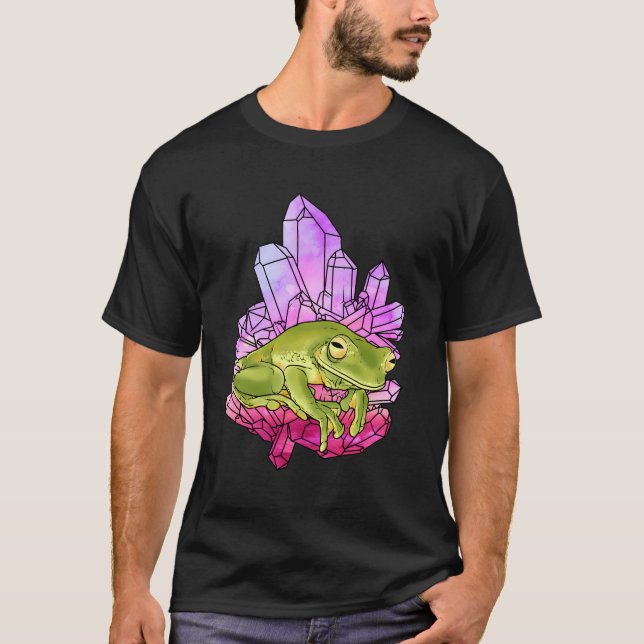 Frog Crystal Amethyst Gemstone For Toad Owners T-Shirt (Front)