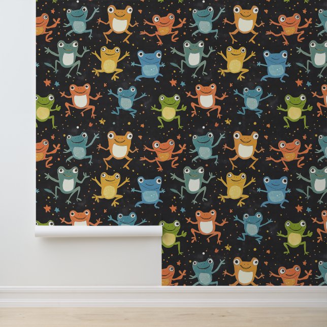 Frog Cute Froggy Pattern Chalk Drawing Wallpaper (Application)