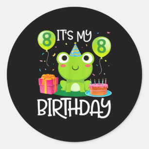 Frog dance balloons cake happy 8 years birthday classic round sticker