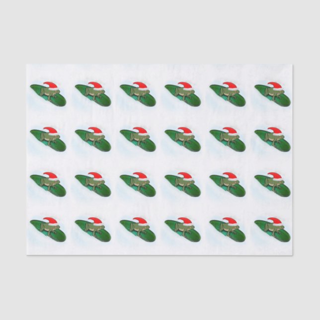 Frog Dashing Through the Snow on a Lily Pad Tissue Paper (Front)