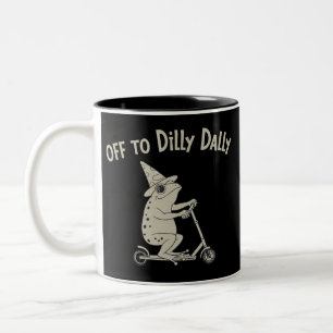 Frog Dilly Dallying Born To Dilly Dally Silly Meme Two-Tone Coffee Mug