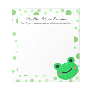 Frog Dot Pattern Green Teacher  Notepad
