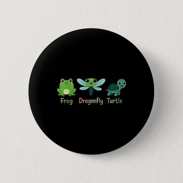 Frog Dragonfly Turtle Humour Subtle Political _1  2 Inch Round Button (Front)