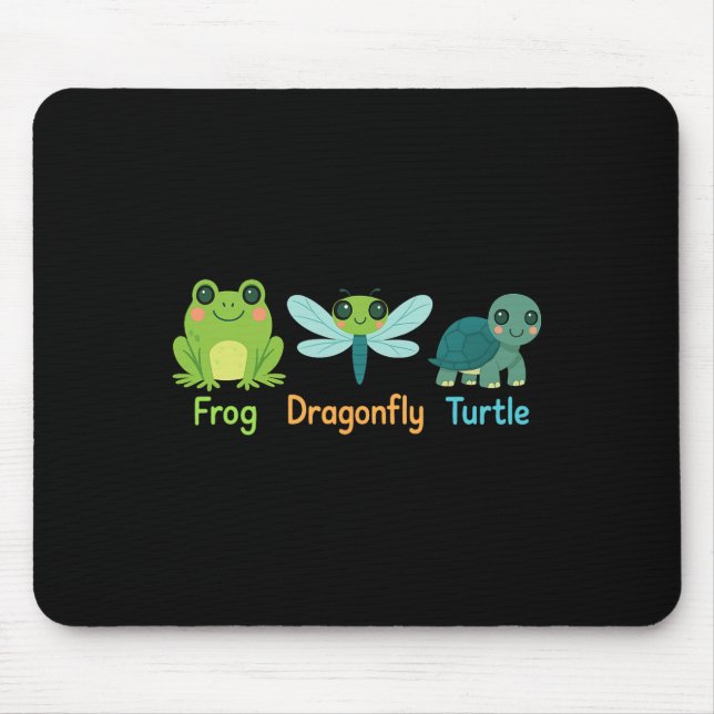 Frog Dragonfly Turtle Subtle  Mouse Pad (Front)