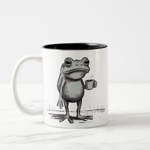 Frog Drinking Coffee Meme Mystical Toad Frog Lover Two-Tone Coffee Mug