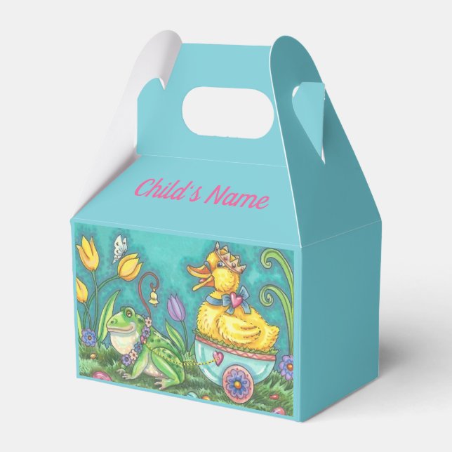 FROG & DUCK EASTER EGG GABLE FAVOR BOX Personalize (Front Side)