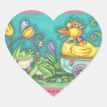 FROG & DUCK PRINCE EASTER EGG STICKERS Sheet Heart