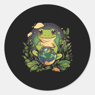 Frog Earth Day Classic Round Sticker