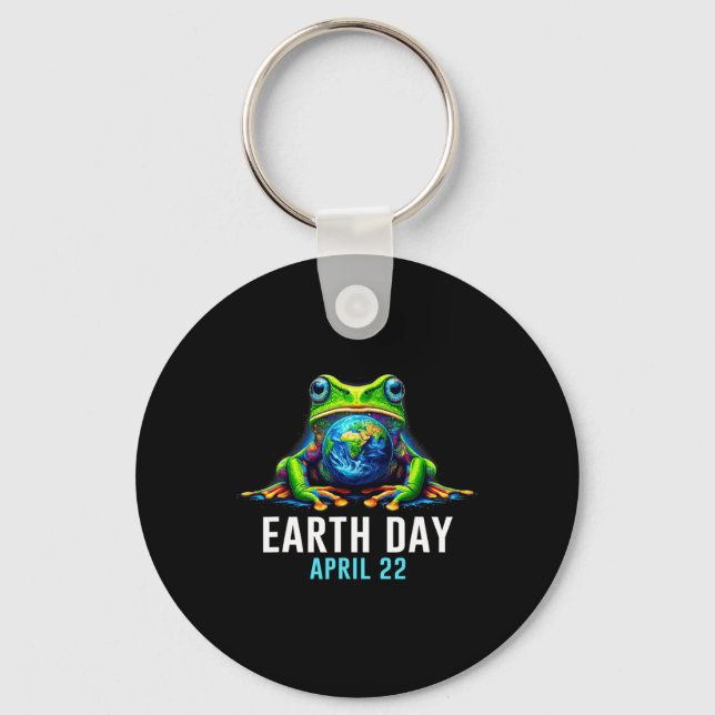 Frog Earth Day Save The Planet Colourful  Keychain (Front)