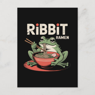 Frog Eating Ramen Funny Ribbit Ramen Holiday Postcard