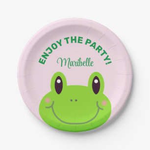 Frog Enjoy the party Cute Pink Paper Plate